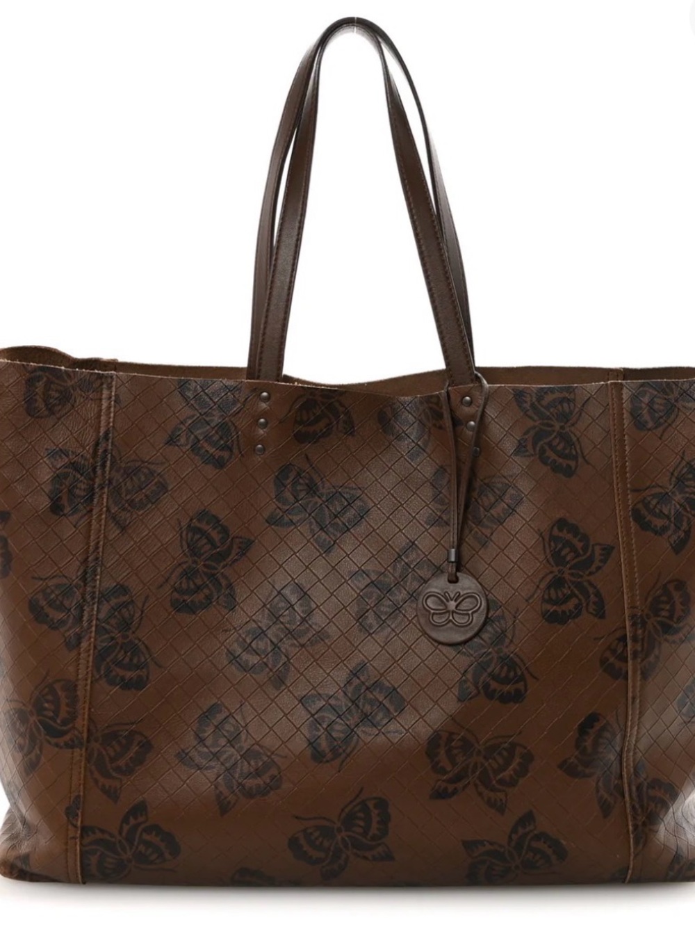 Bottega Veneta Brown Leather Tote with Butterfly Motif